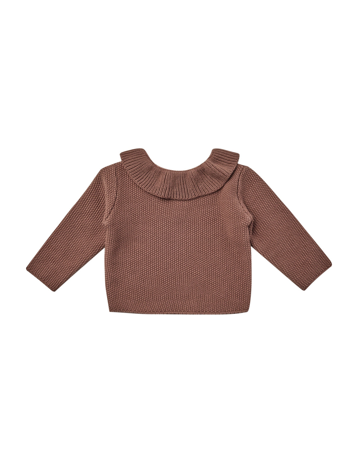 Quincy Mae Ruffle Collar Knit Sweater | Pecan